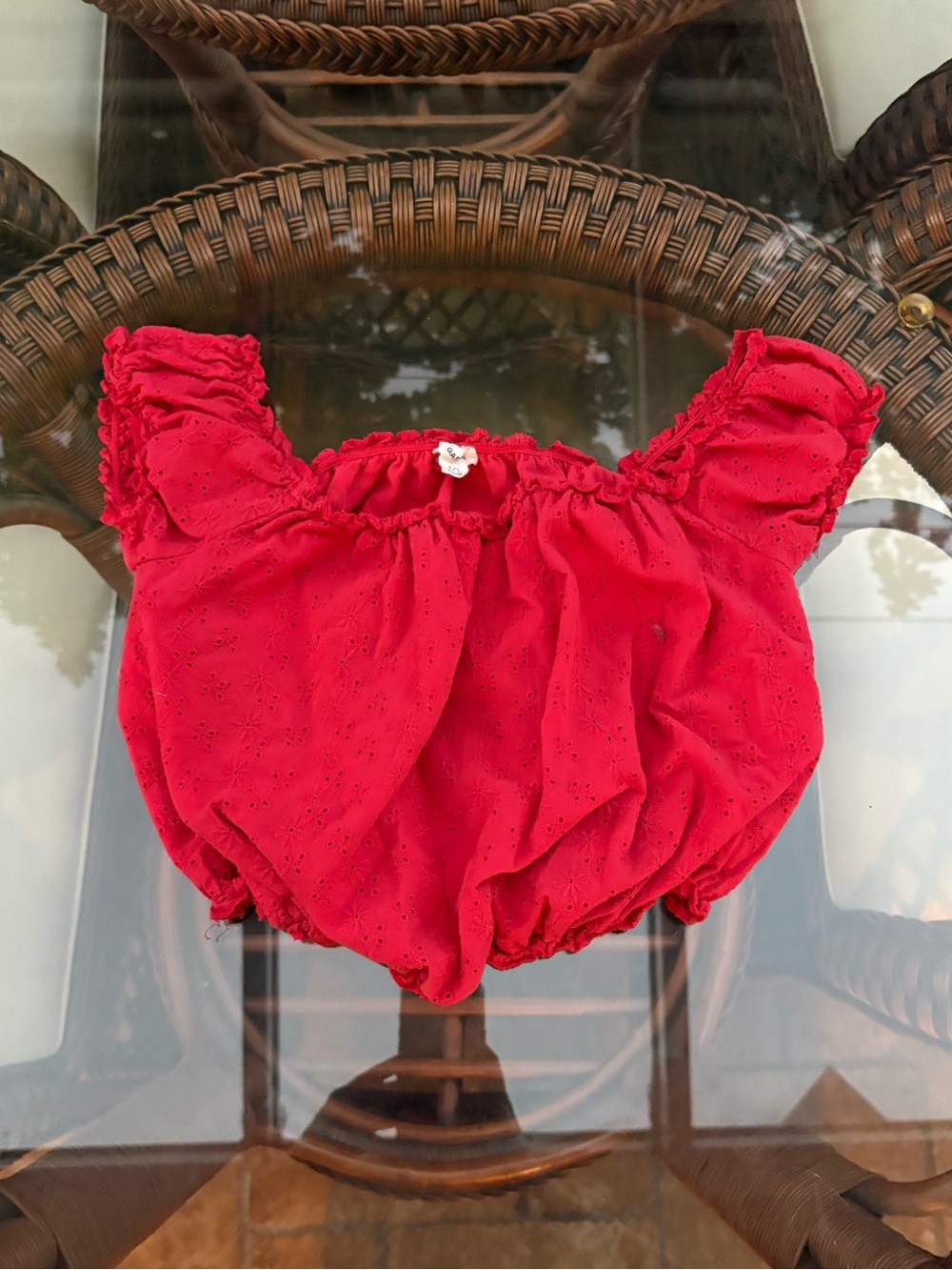 Garage Red Ruffled Eyelet Top - Picture 2 of 4